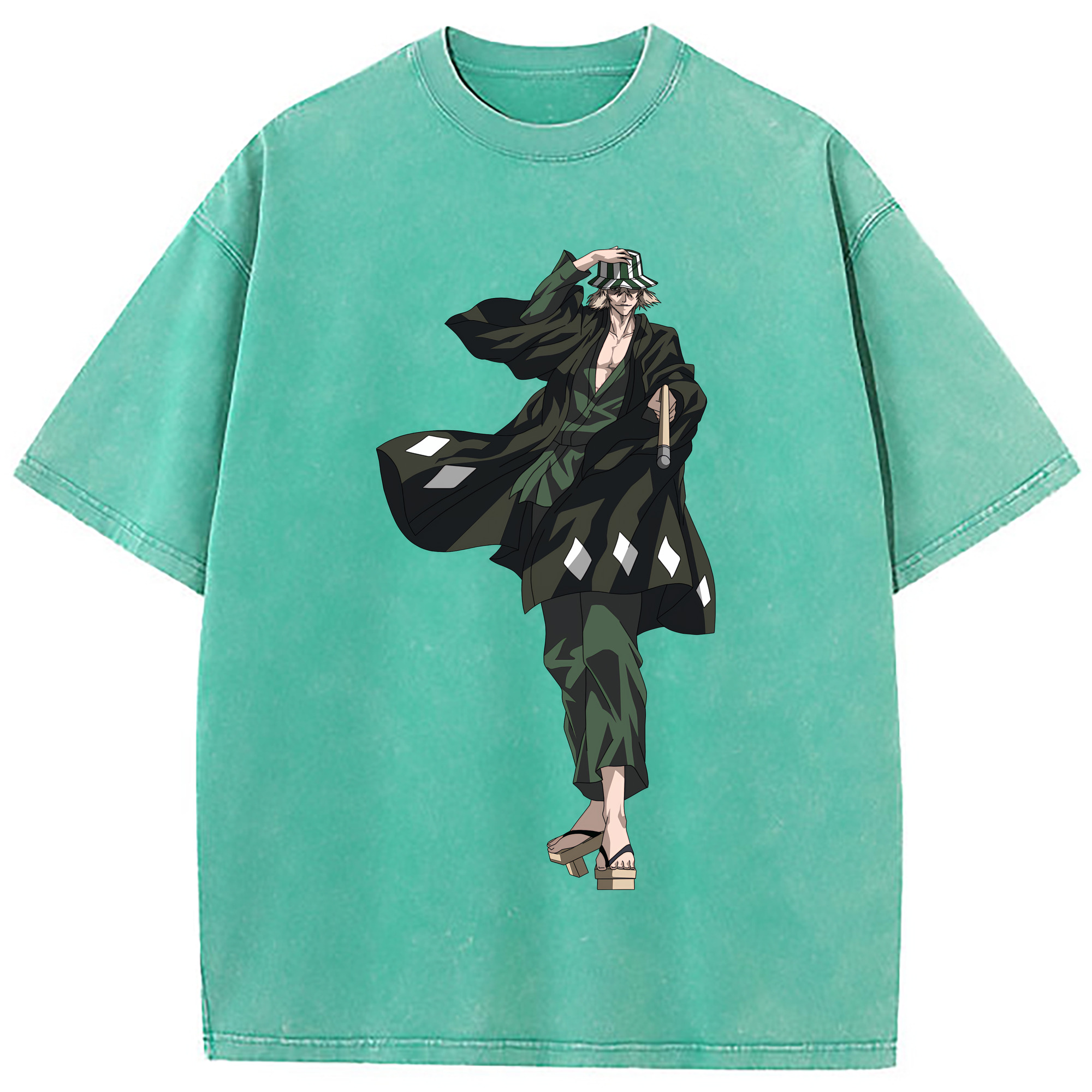 （画像用） "ブリーチ 浦原 喜助（うらはら きすけ） BLEACH Urahara Kisuke " 綿100% ヴィンテージ風 半袖Tシャツ（フロントプリント）